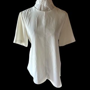- Zara white asymmetrical top back keyhole & tie short sleeves size XL